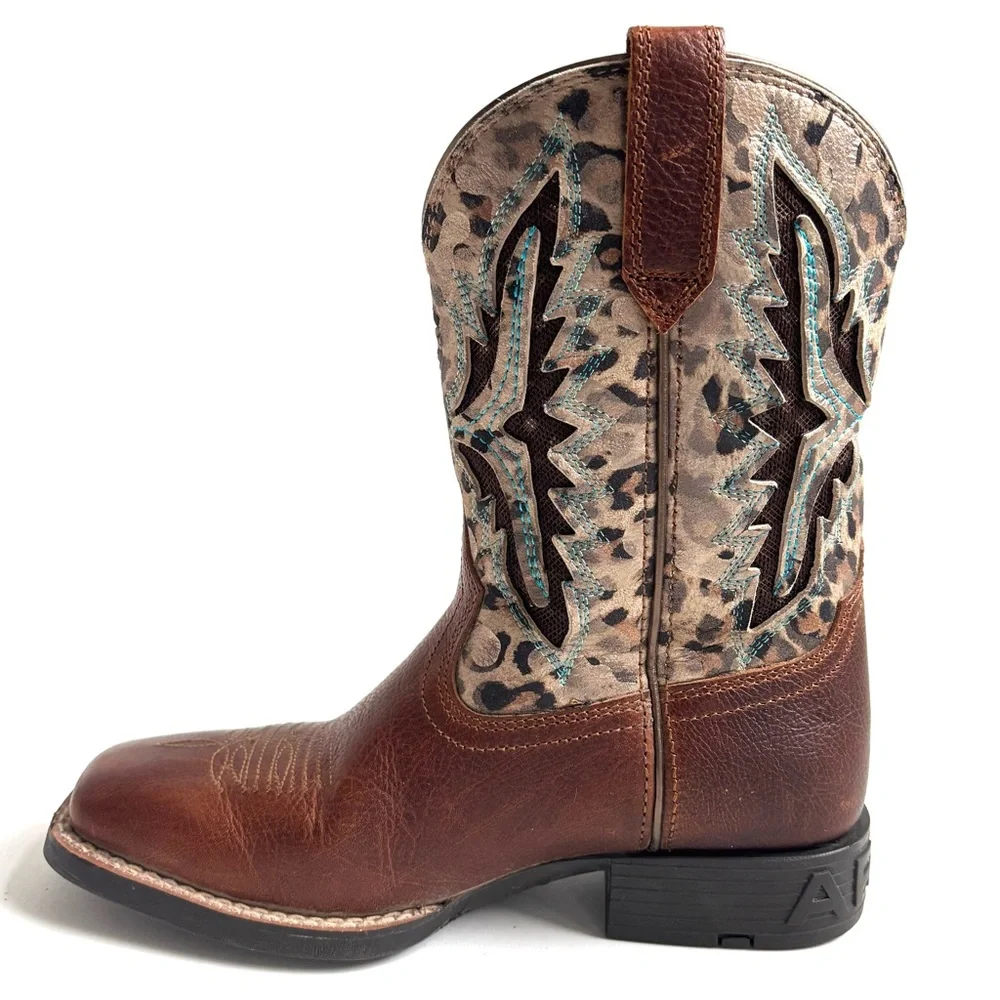 Ariat Koel VentTEK Western Brown Leather Cowboy Boots Youth Size 1